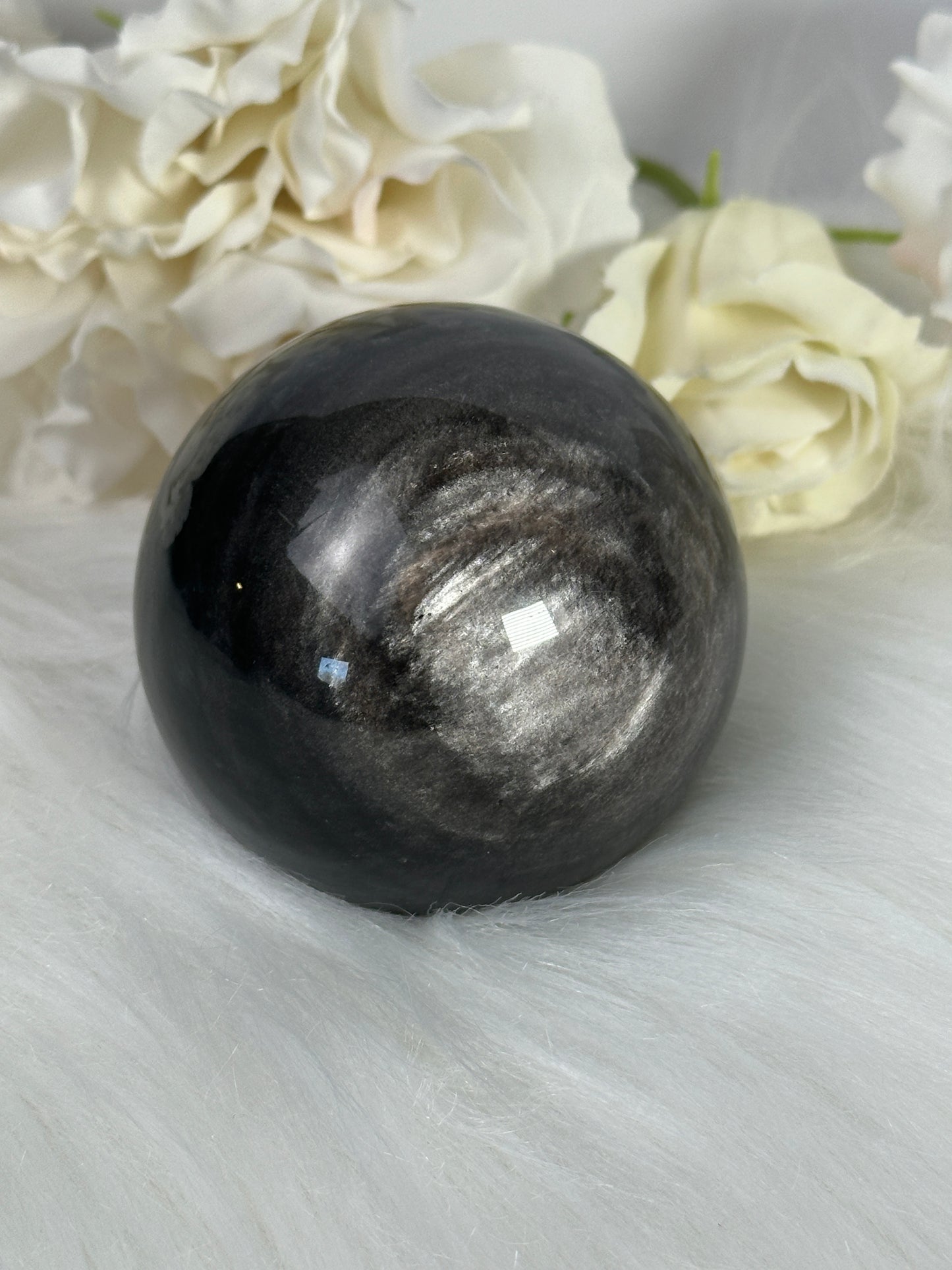 Silver Sheen Obsidian Kugel F46