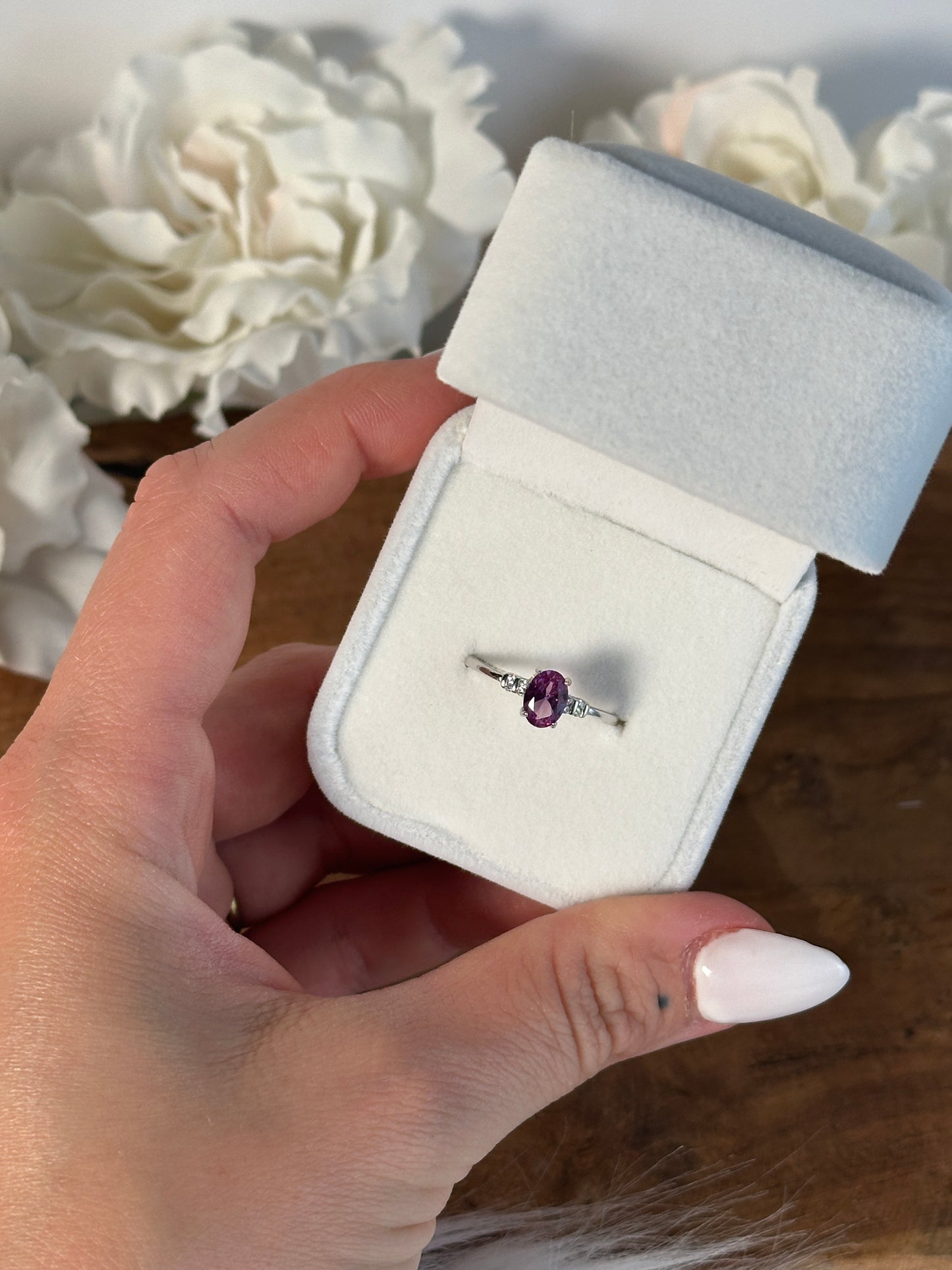 925 Silber größenverstellbarer Alexandrit Ring QX34