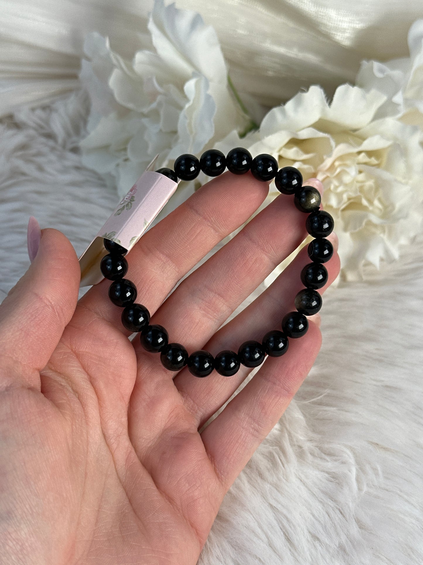 Gold Sheen Obsidian Armband 8mm GO16,5
