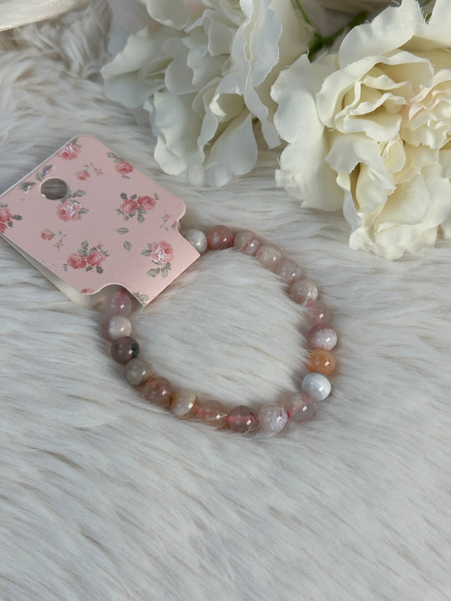 Blumenachat Armband 8mm BA16,5