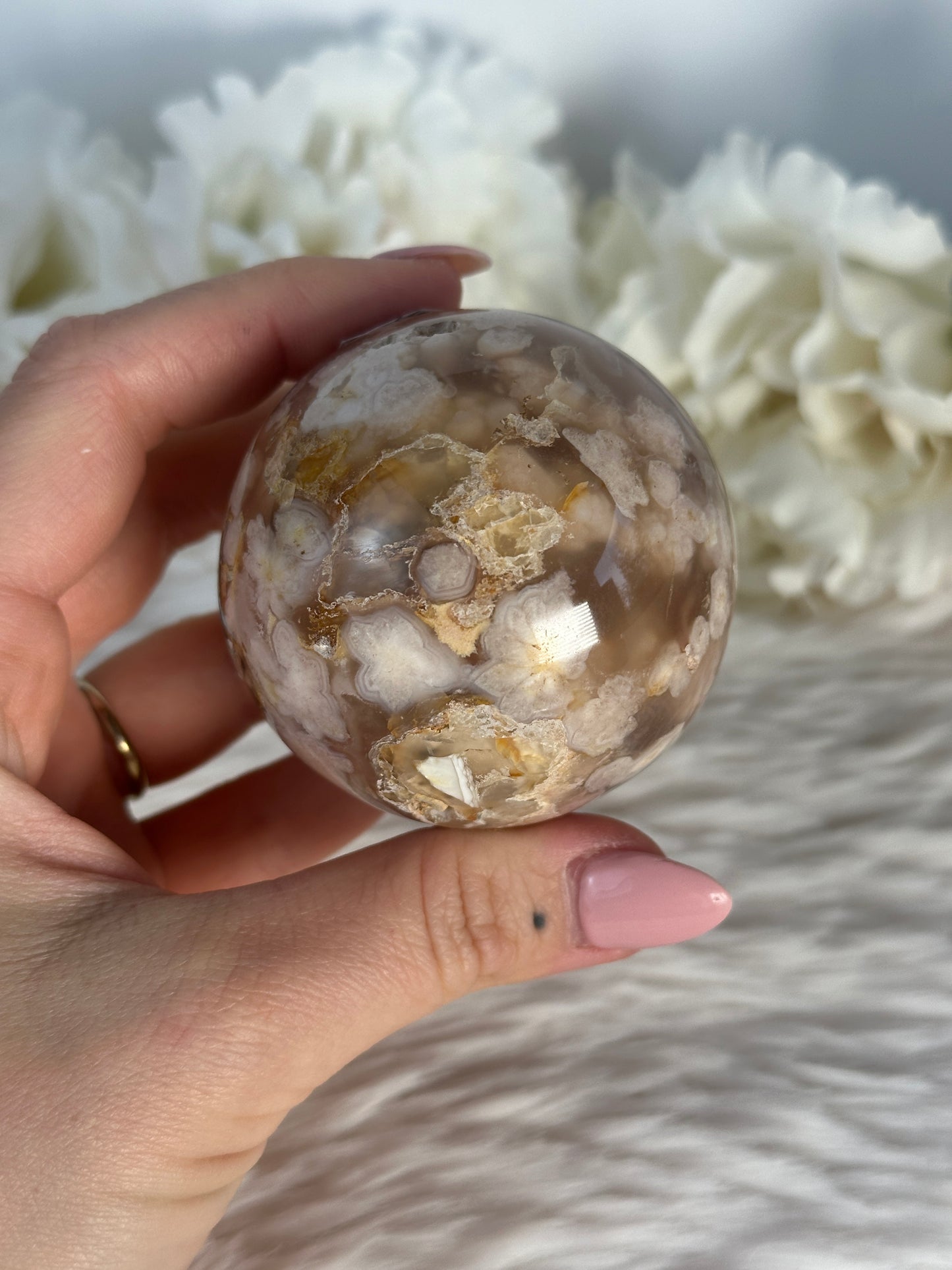 Blumenachat Kugel QA54