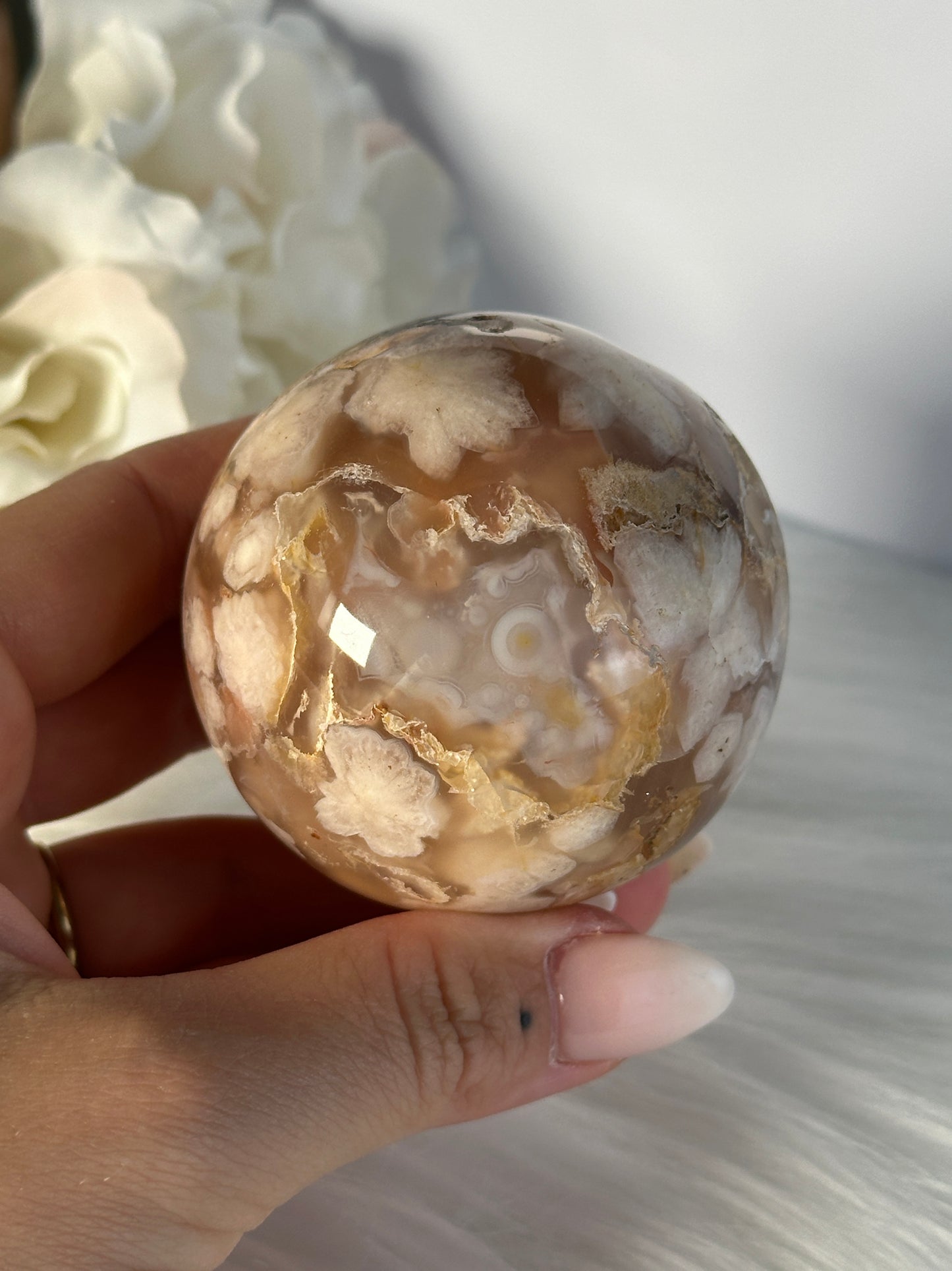 Blumenachat Kugel QA54