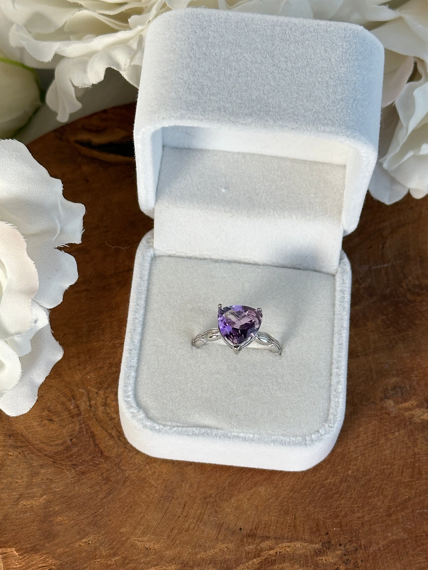 925 Silber größenverstellbarer Amethyst Ring iX34