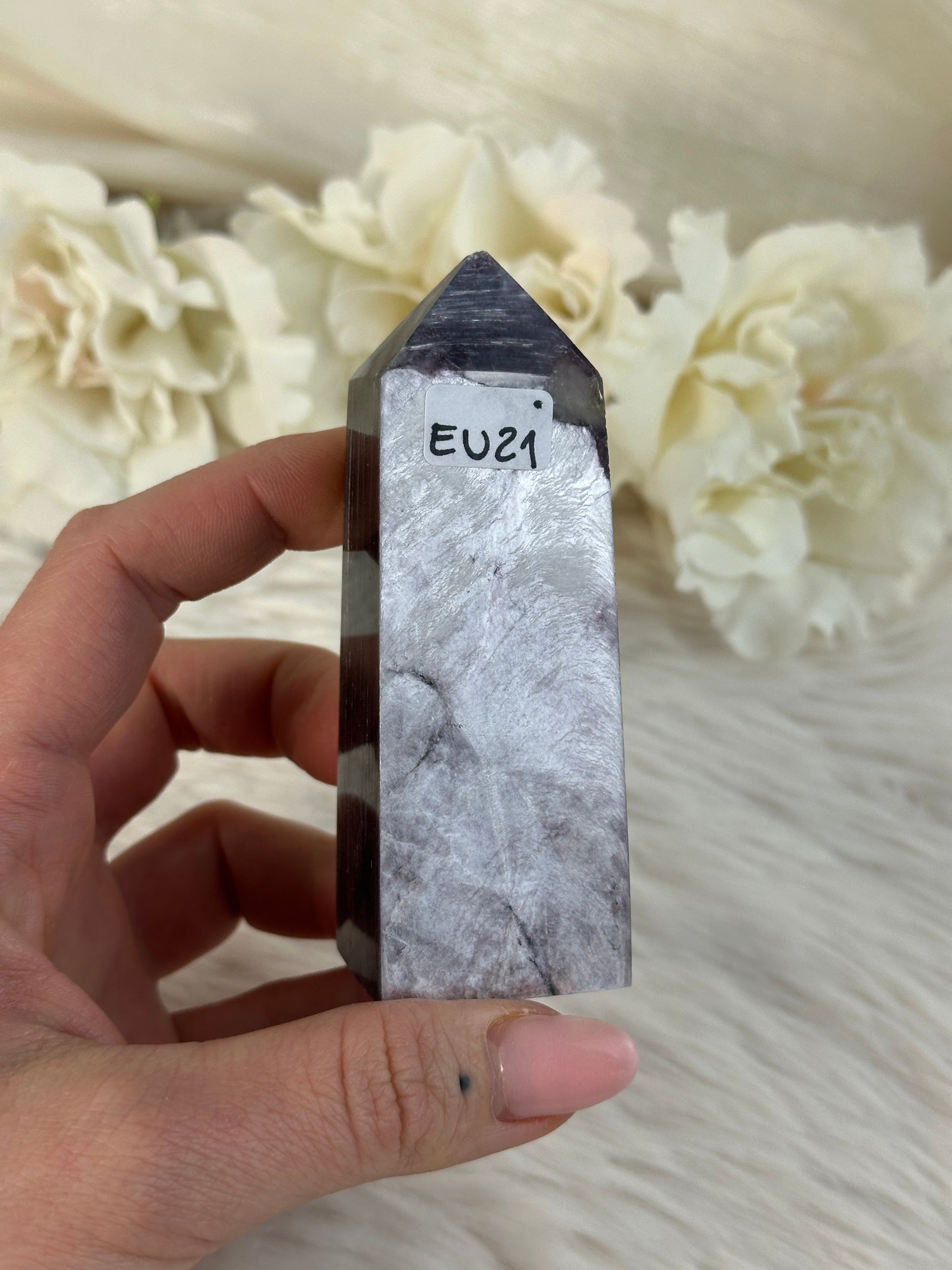 B Ware Gem Lepidolith Turm EU21