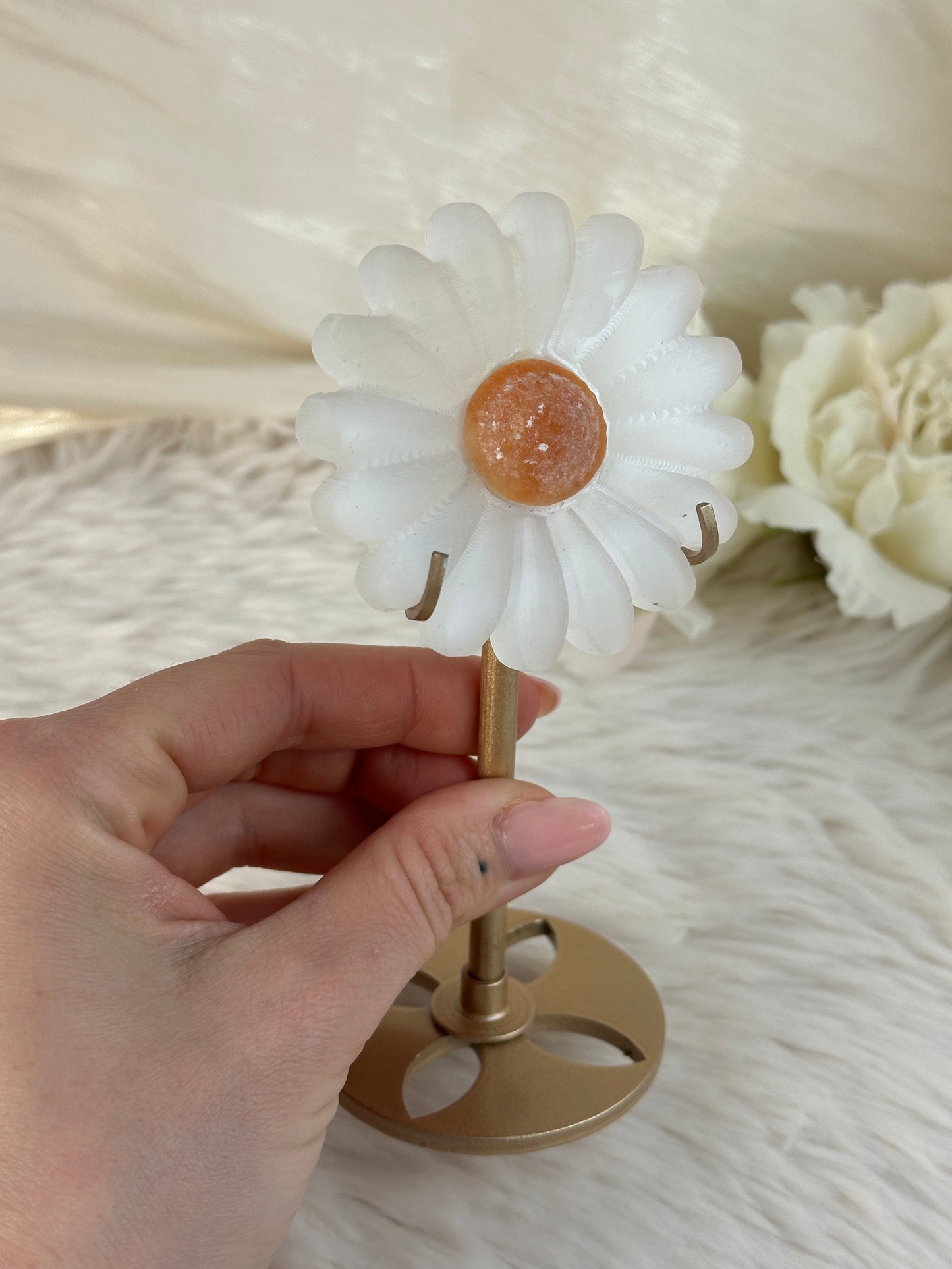 Selenit Blume auf Halterung Z28,8