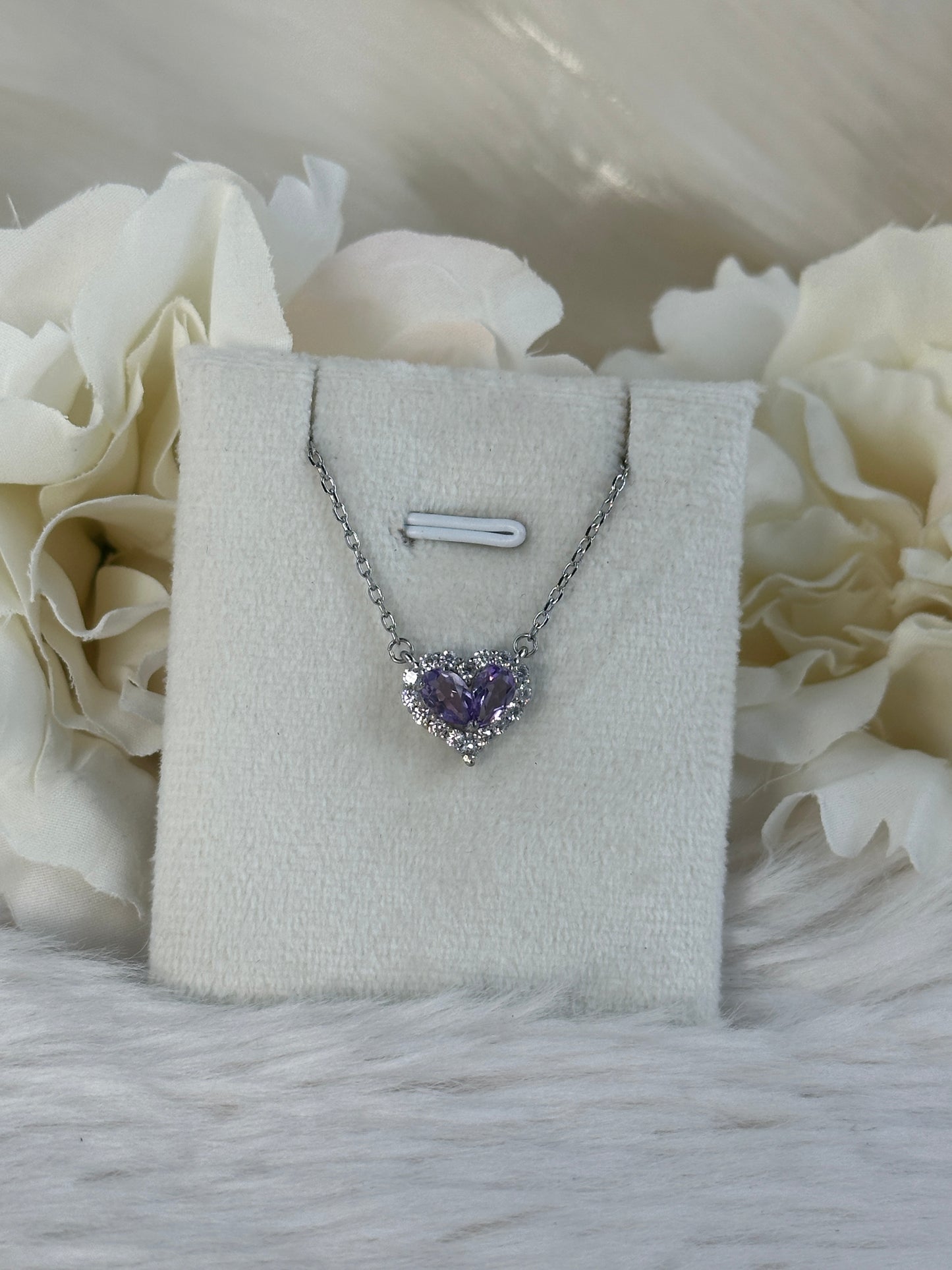 925 Silber Kette Amethyst Herz SX48
