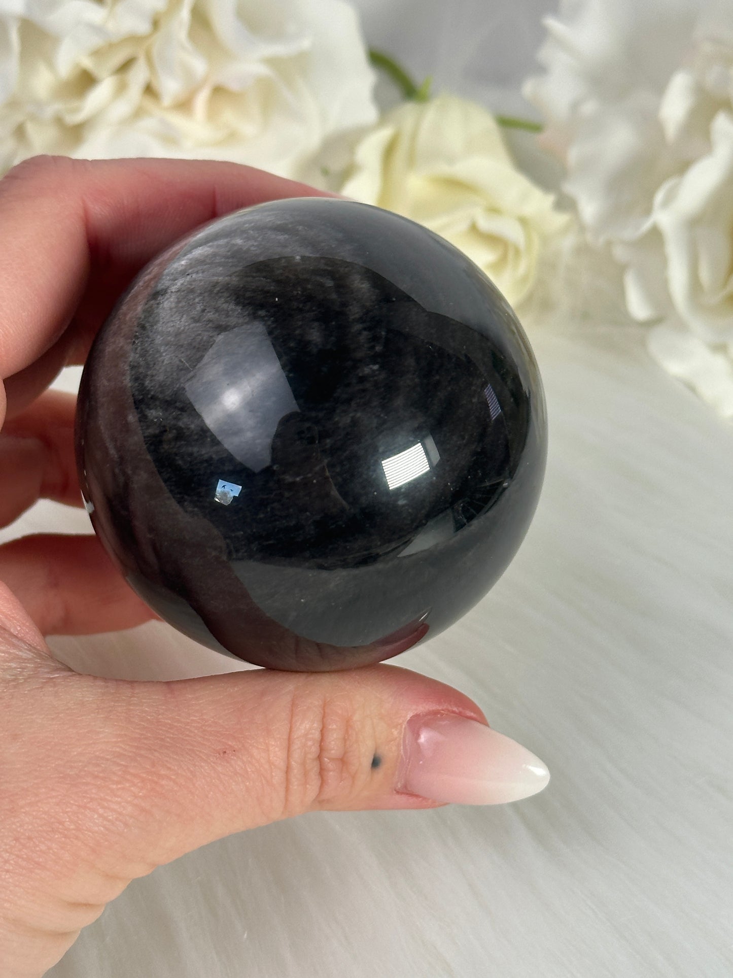 Silver Sheen Obsidian Kugel F46