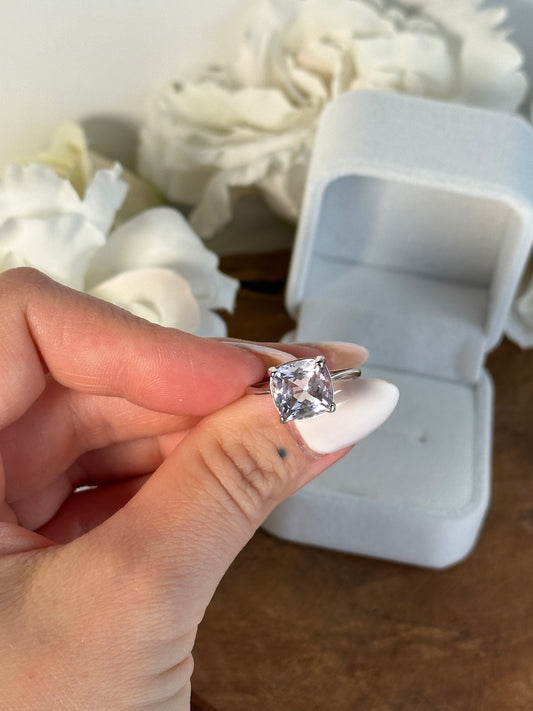 925 Silber größenverstellbarer Amethyst Ring HX34