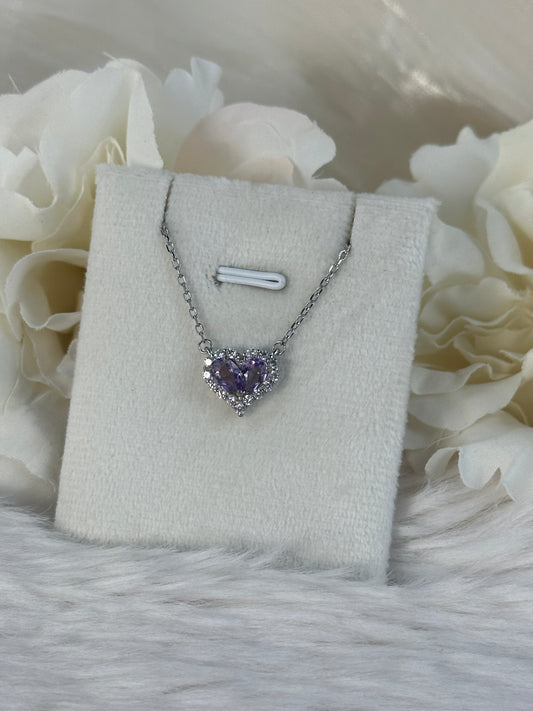 925 Silber Kette Amethyst Herz SX48