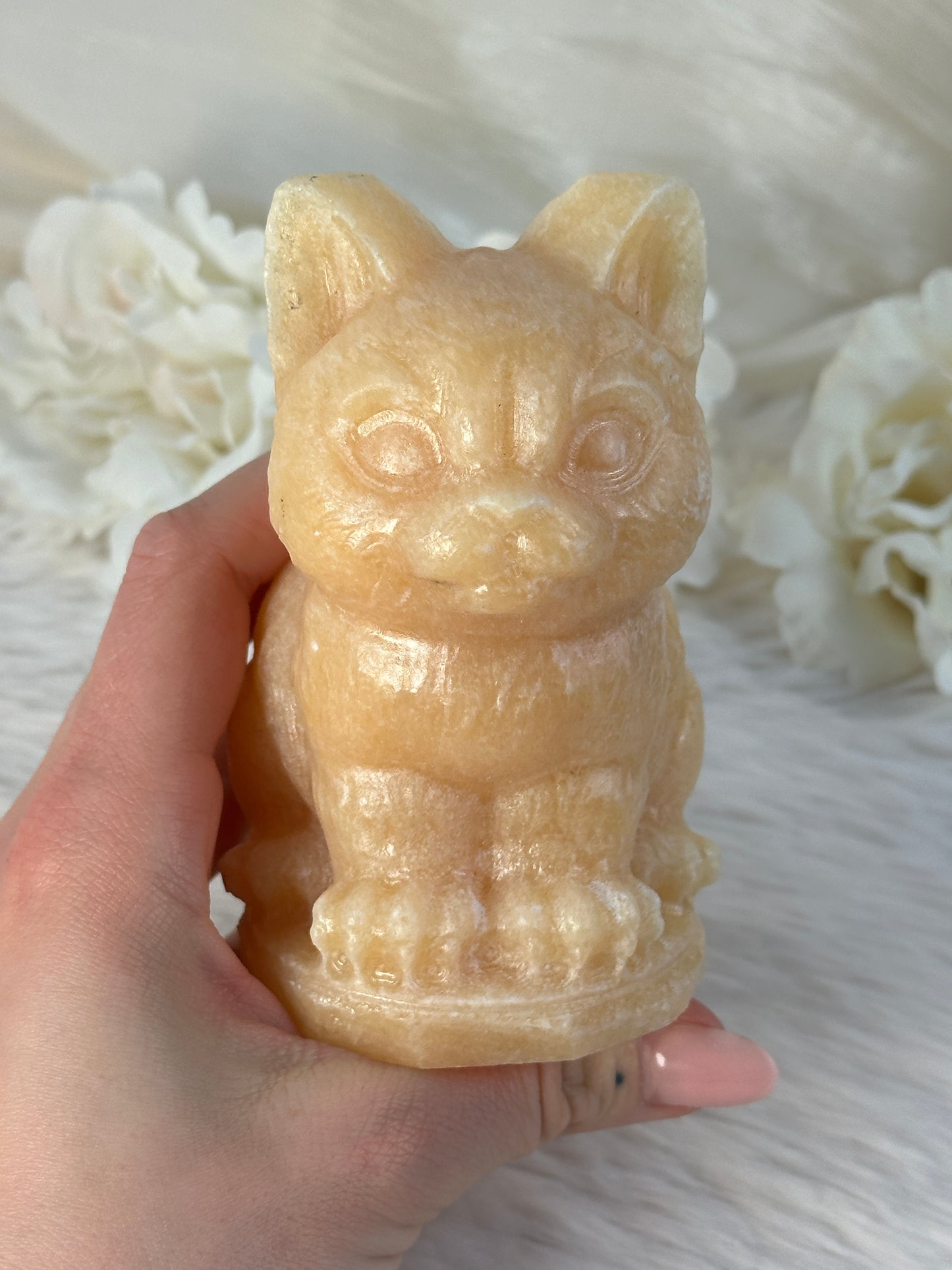XL Orangencalcit Katze BB58