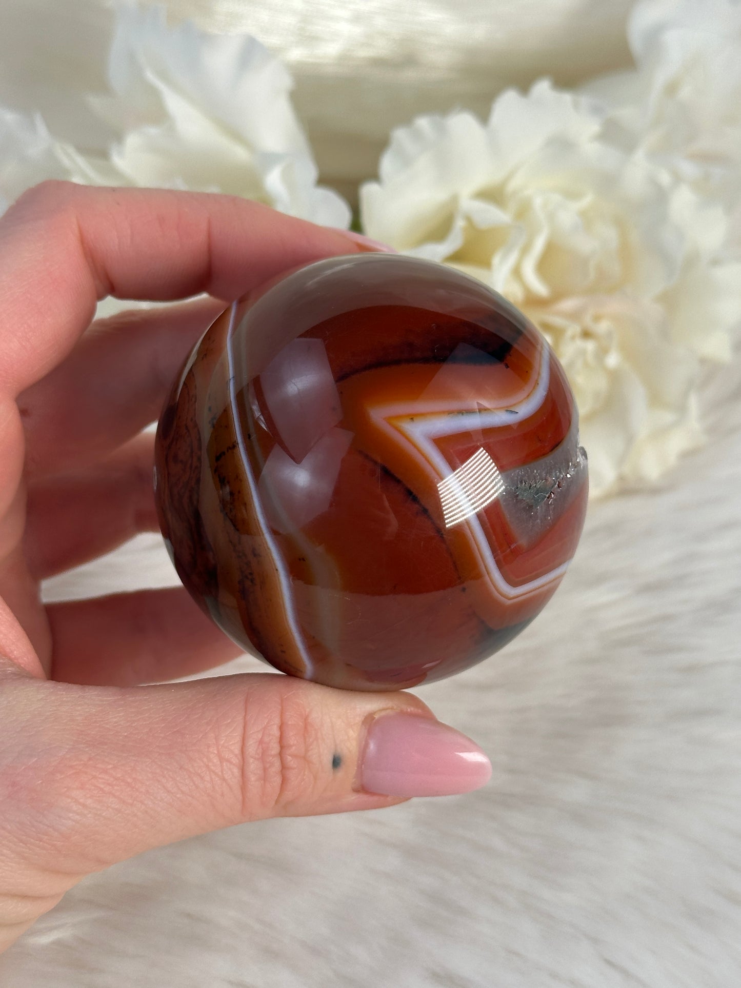 Druzy Sardonyx Achat Kugel T54