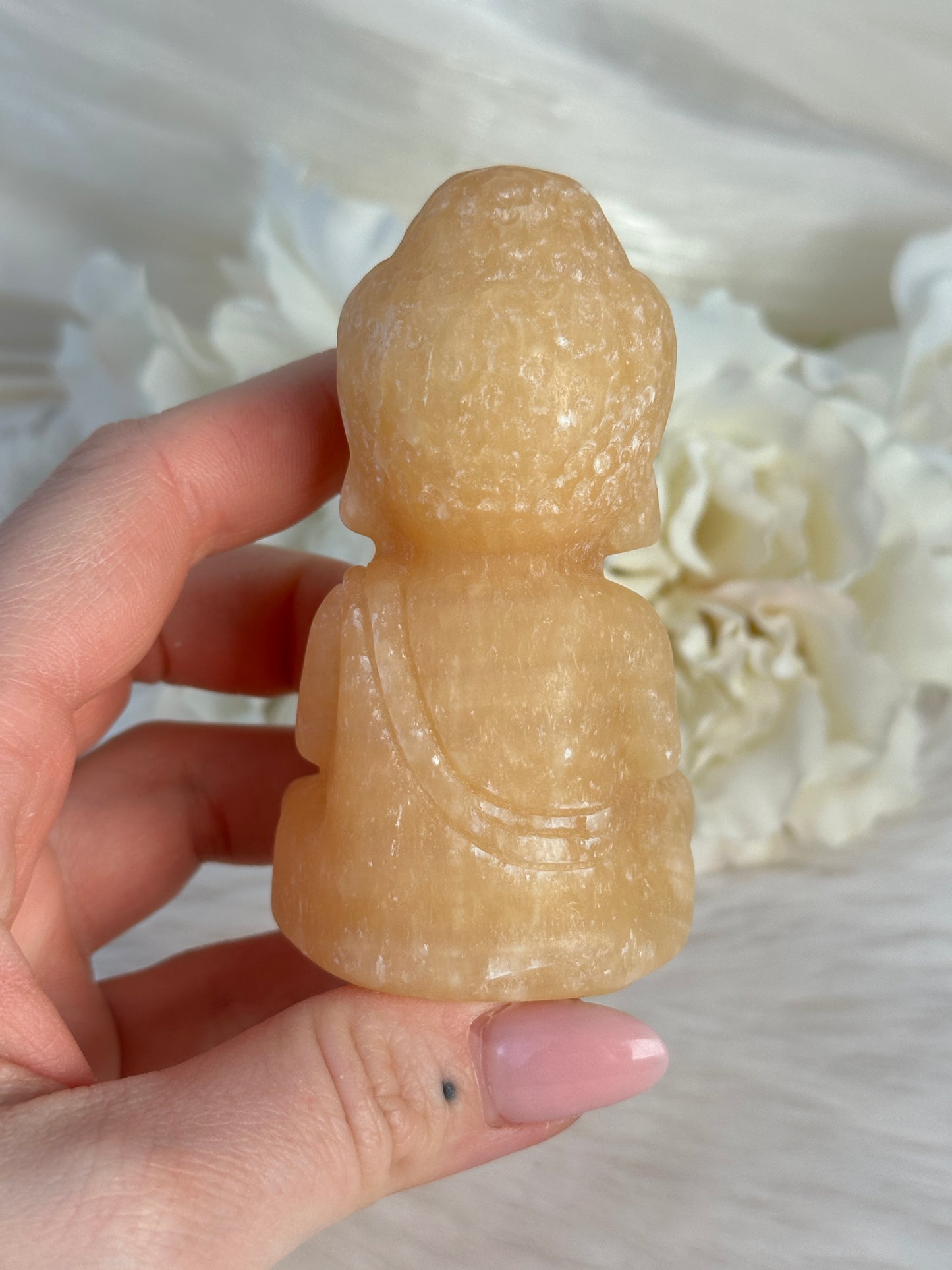 B Ware Orangencalcit Buddha MM22