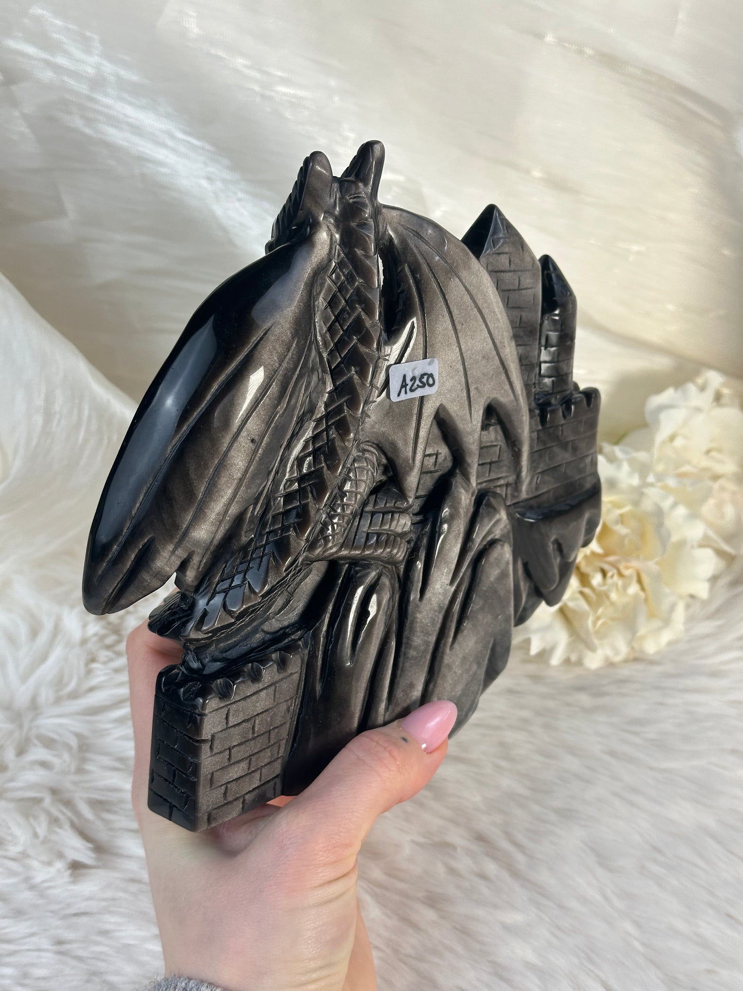 XL Obsidian Drachen Carving A250