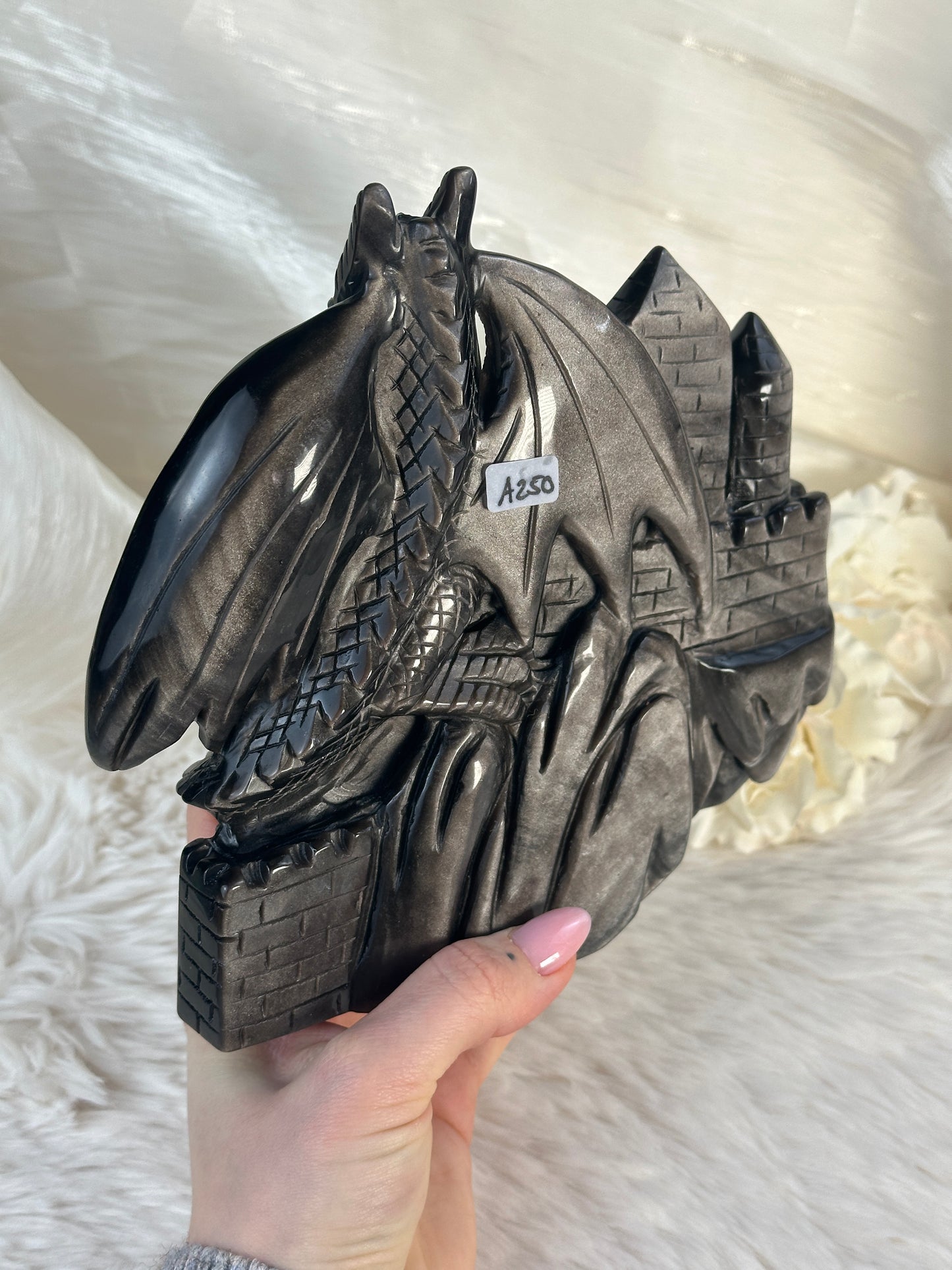 XL Obsidian Drachen Carving A250