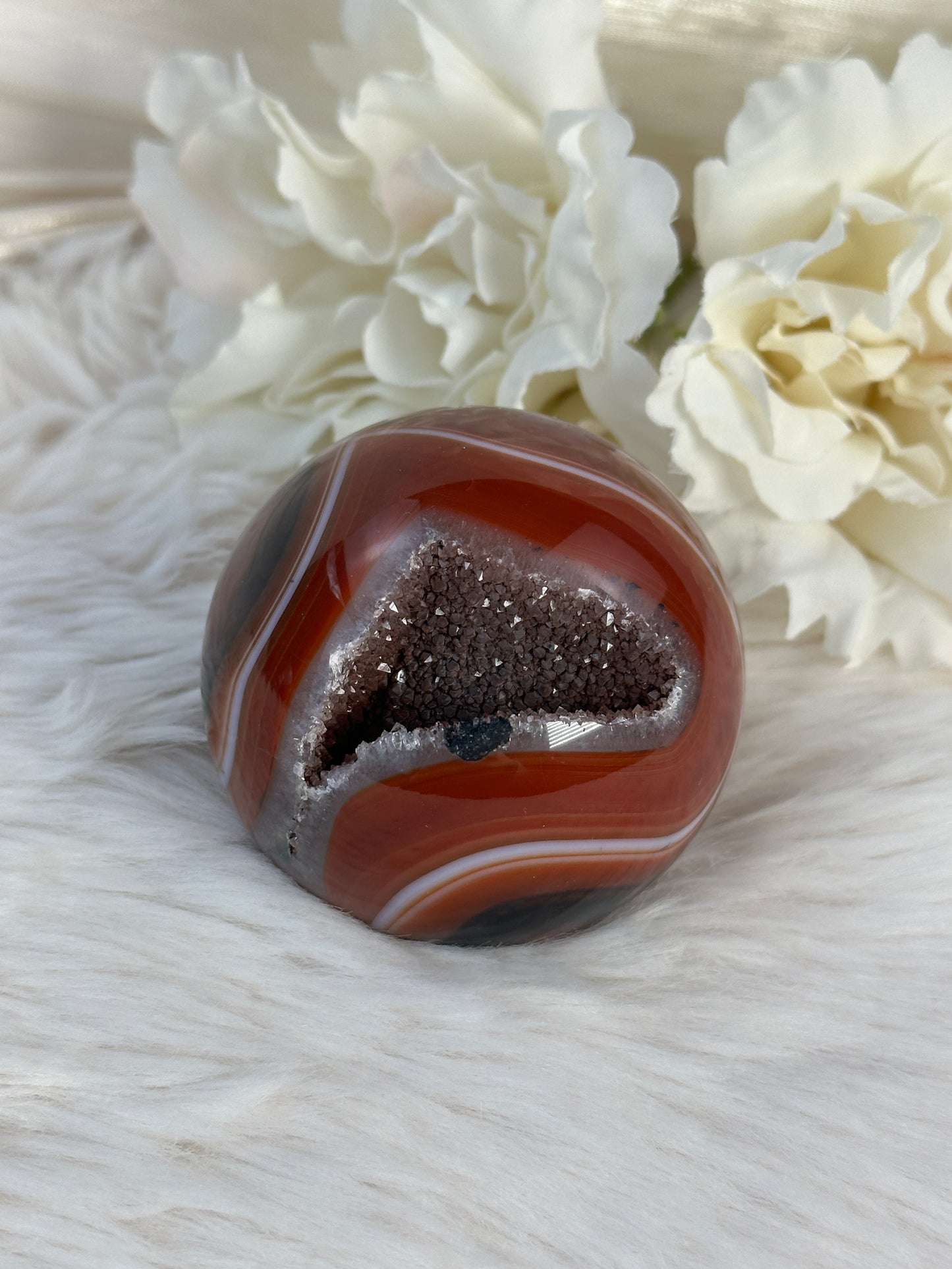 Druzy Sardonyx Achat Kugel T54