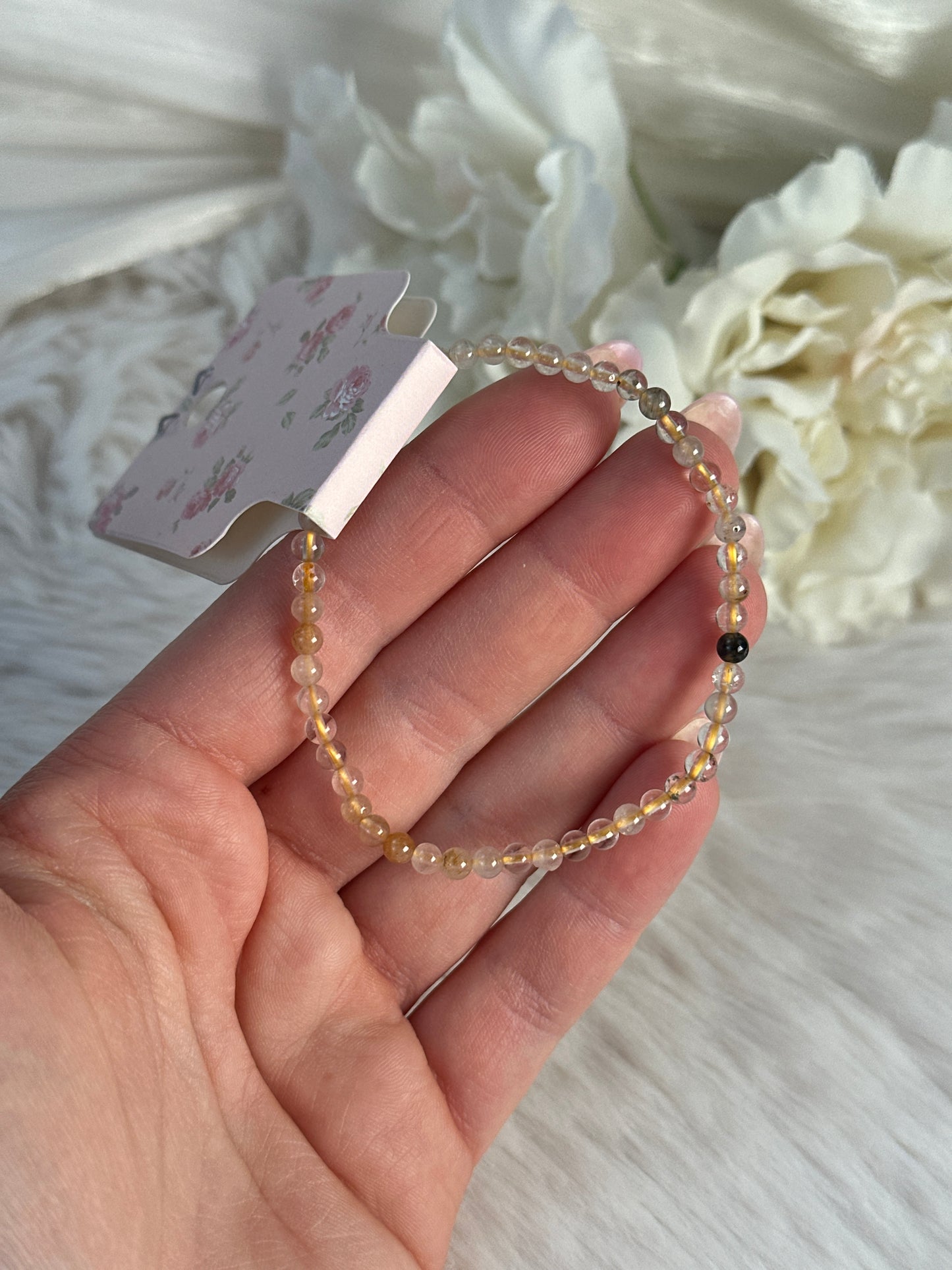 Gelber Rutil mit Quarz Armband 4mm GAi10