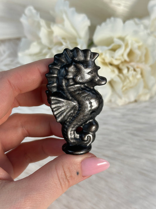 Silver Sheen Obsidian Seepferdchen XV25