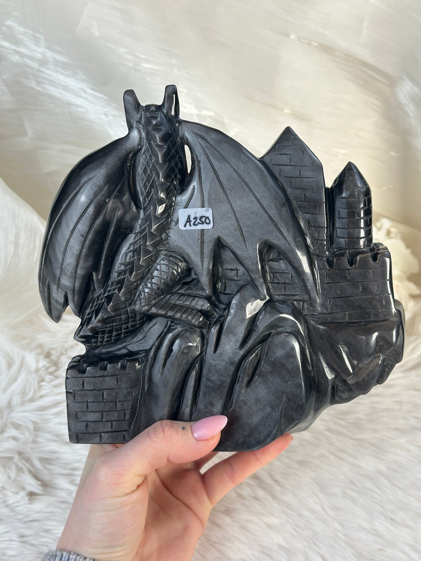 XL Obsidian Drachen Carving A250