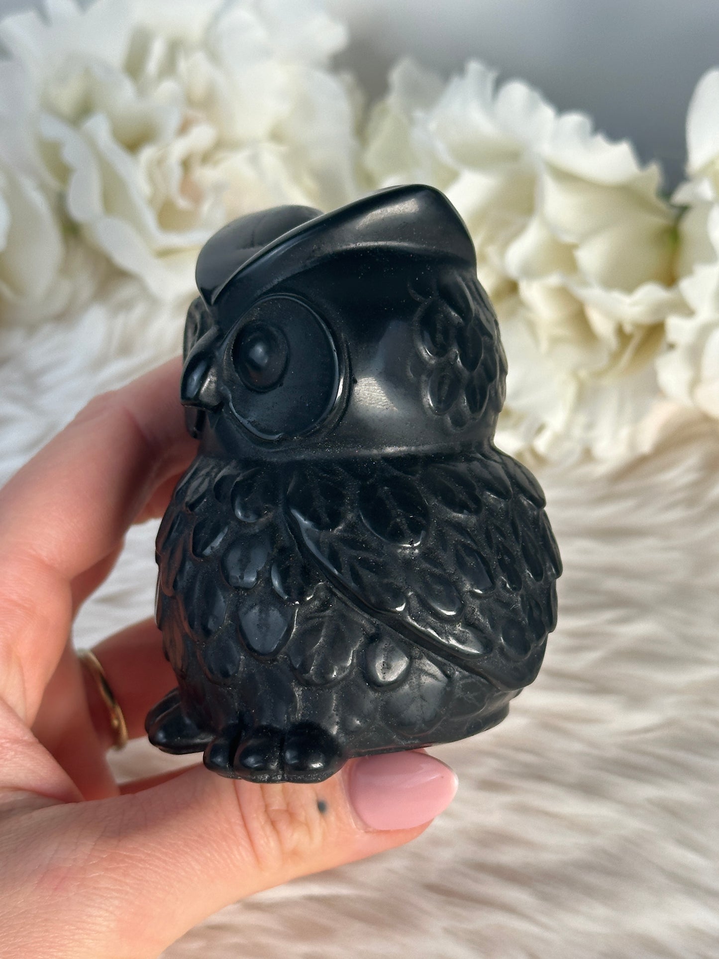 Schwarze Obsidian Eule RXi39
