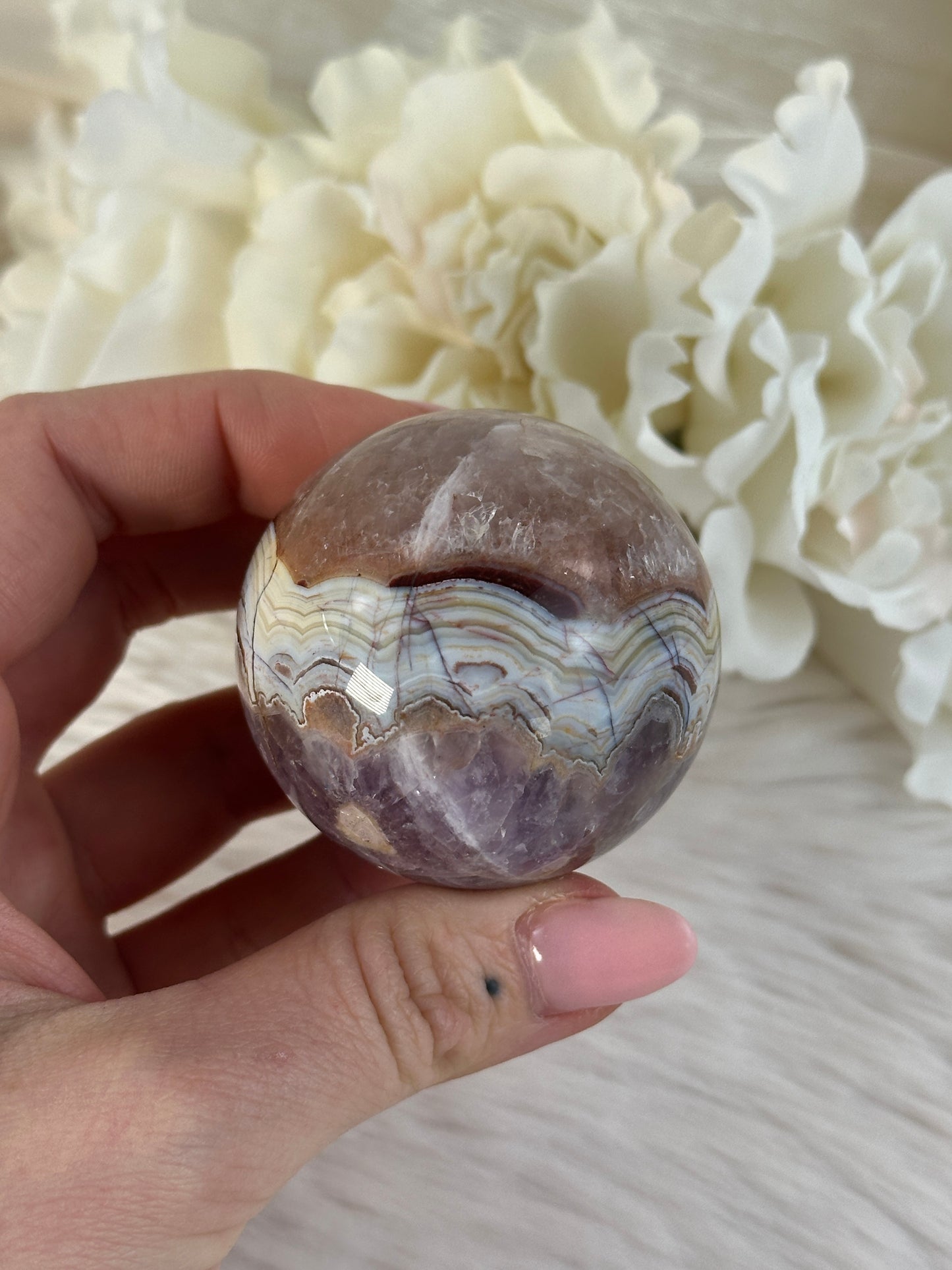 Amethyst x Achat Kugel W41,6