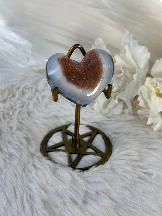 Druzy Achat Herz auf Halterung Y18,5