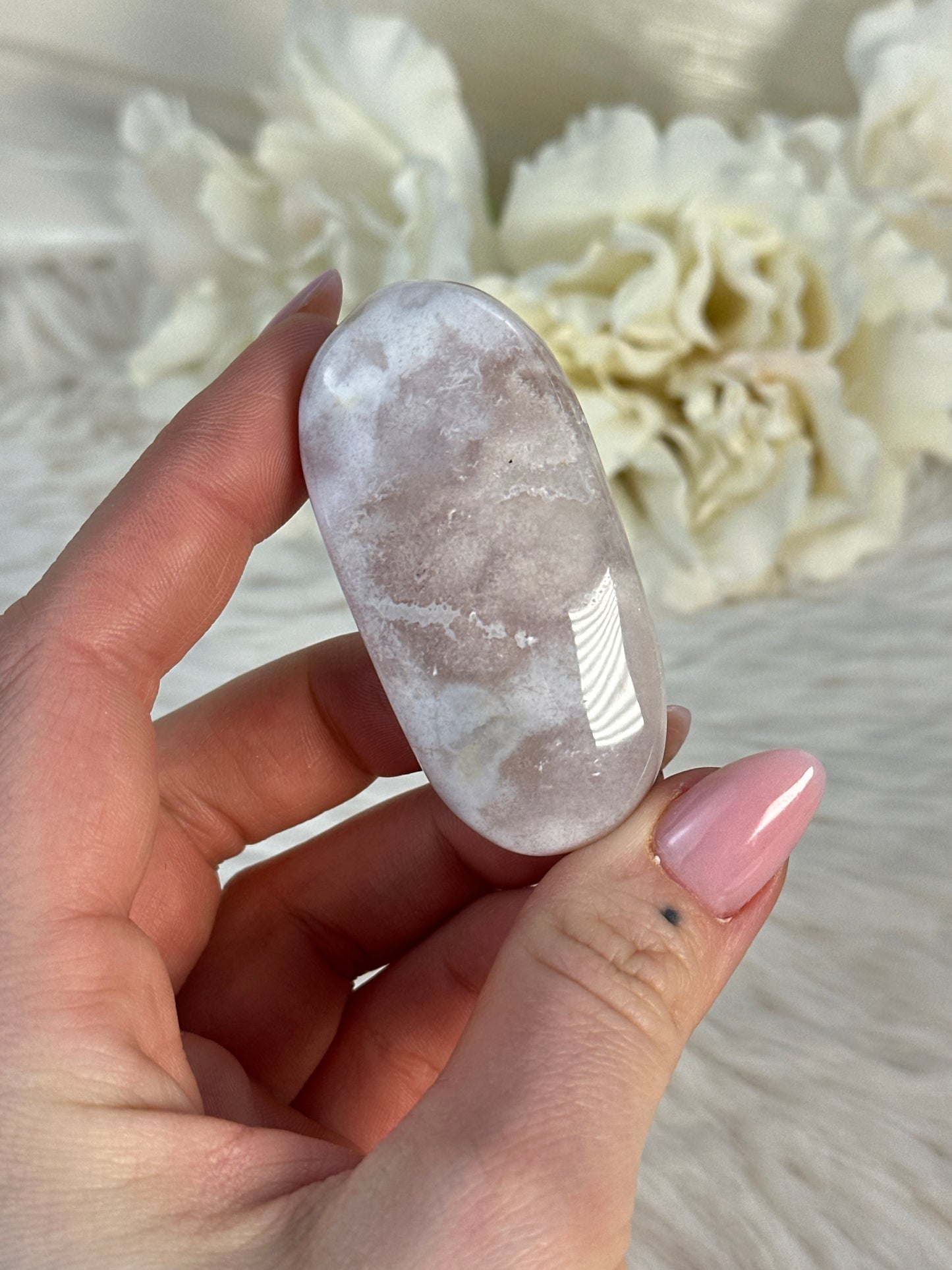 Pinker Amethyst x Blumenachat Handstein LK6,2