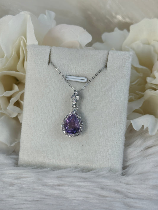 925 Silber Kette Amethyst Bi49