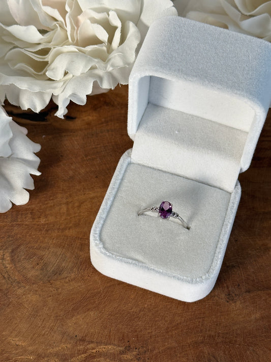 925 Silber größenverstellbarer Alexandrit Ring QX34