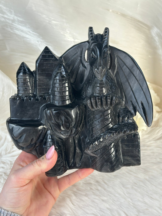 XL Obsidian Drachen Carving A250