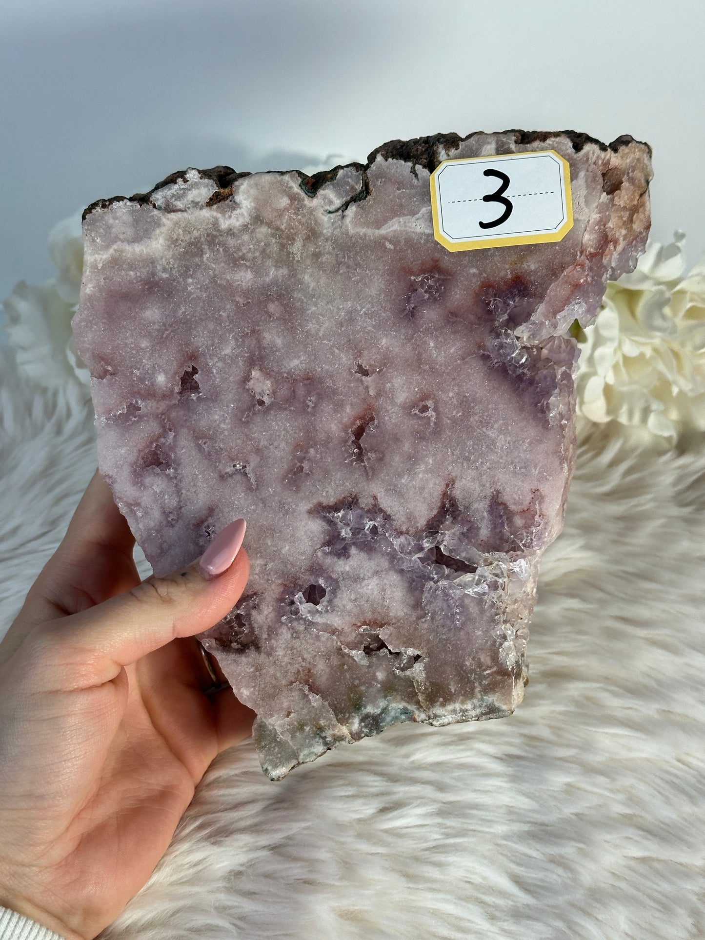 Pinke Amethyst Slab auf Halterung C198