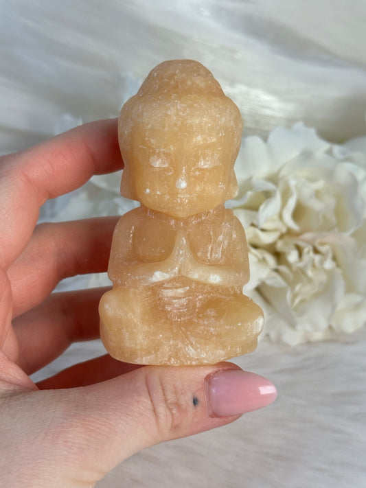 B Ware Orangencalcit Buddha MM22