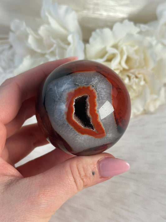 Druzy Sardonyx Achat Kugel O47,5