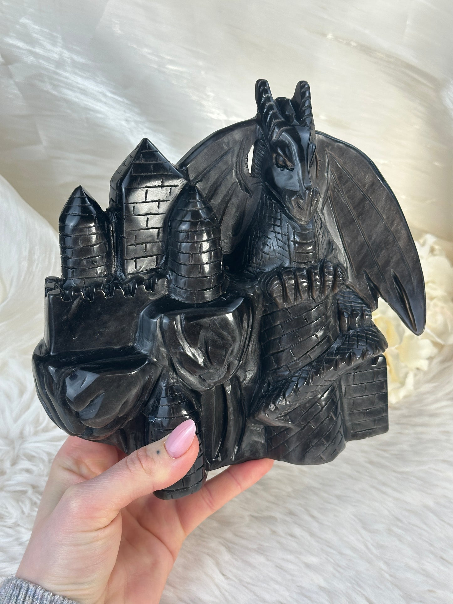 XL Obsidian Drachen Carving A250