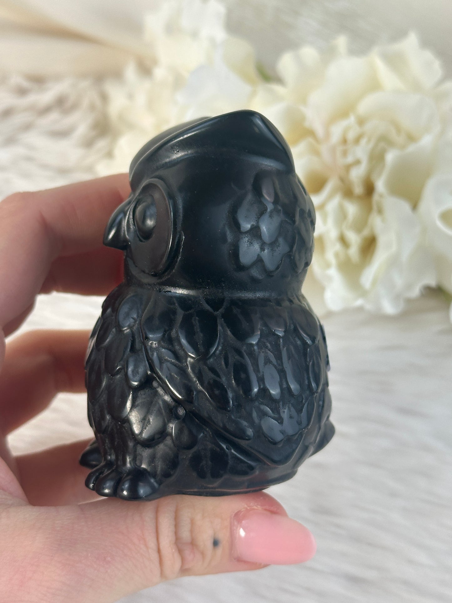 Schwarze Obsidian Eule DX39