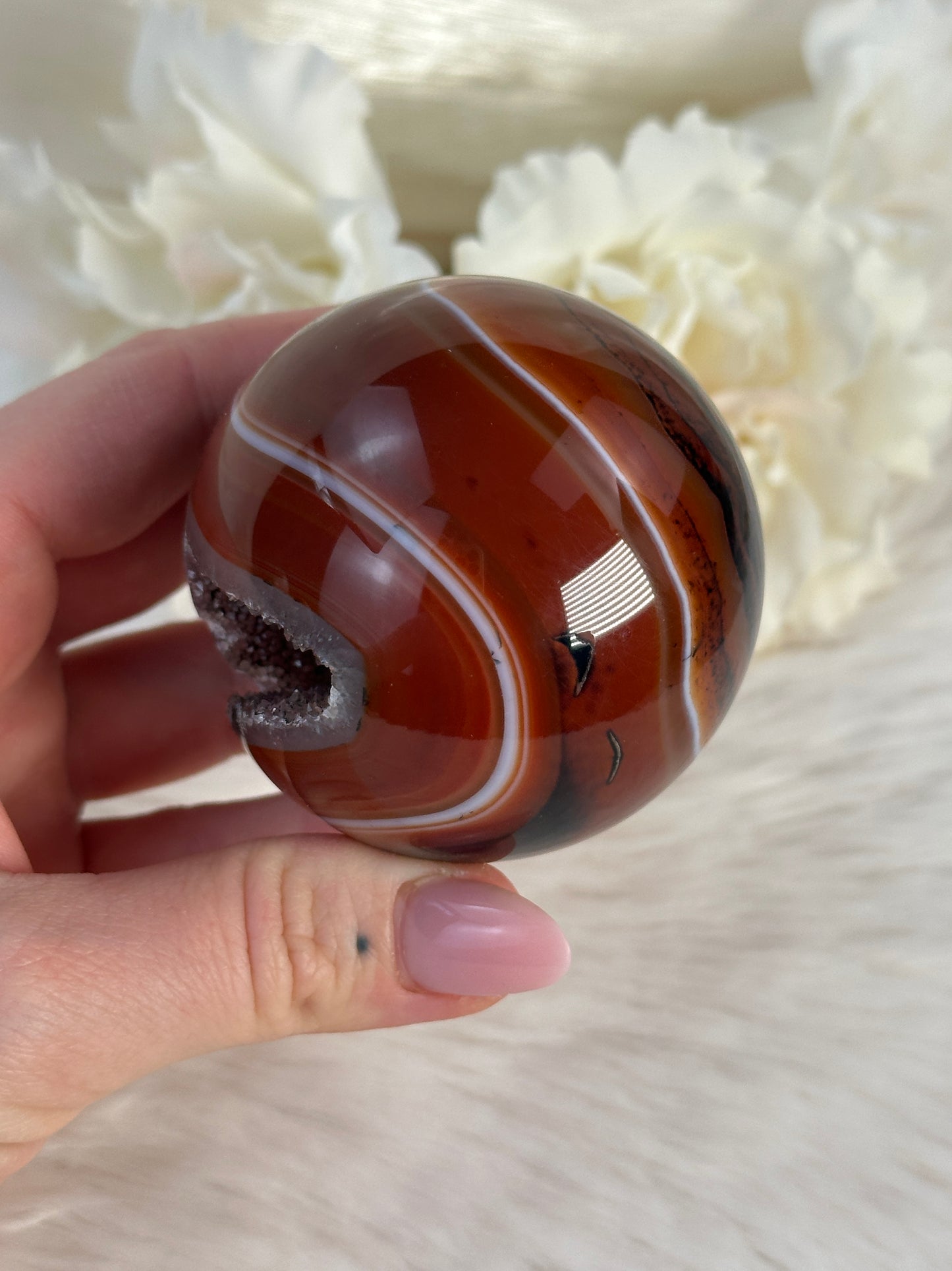 Druzy Sardonyx Achat Kugel T54