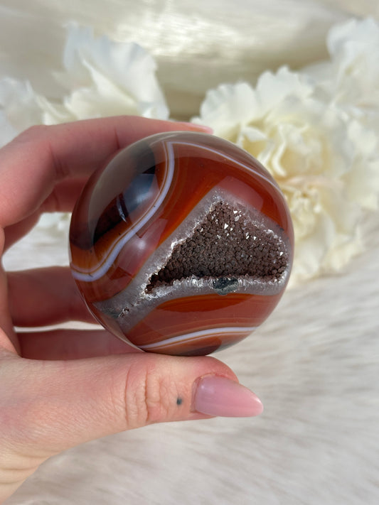 Druzy Sardonyx Achat Kugel T54
