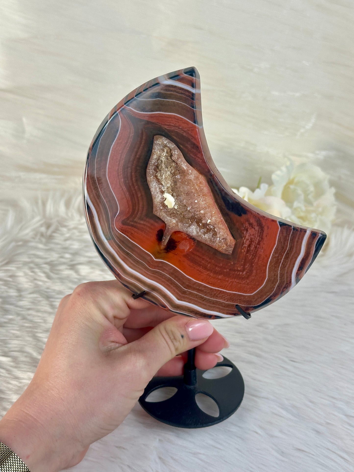 Sardonyx Achat Mond auf Halterung VX69