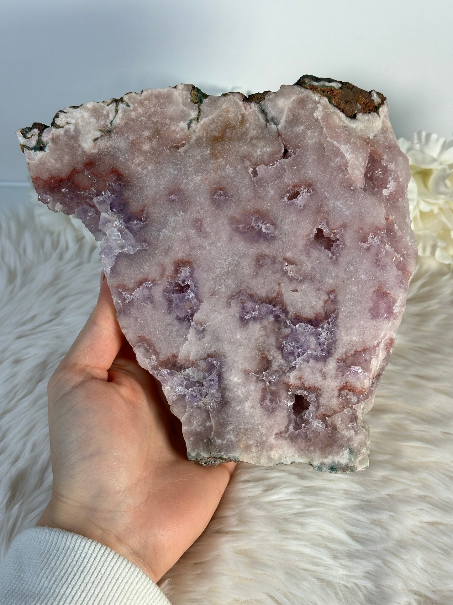 Pinke Amethyst Slab auf Halterung C198