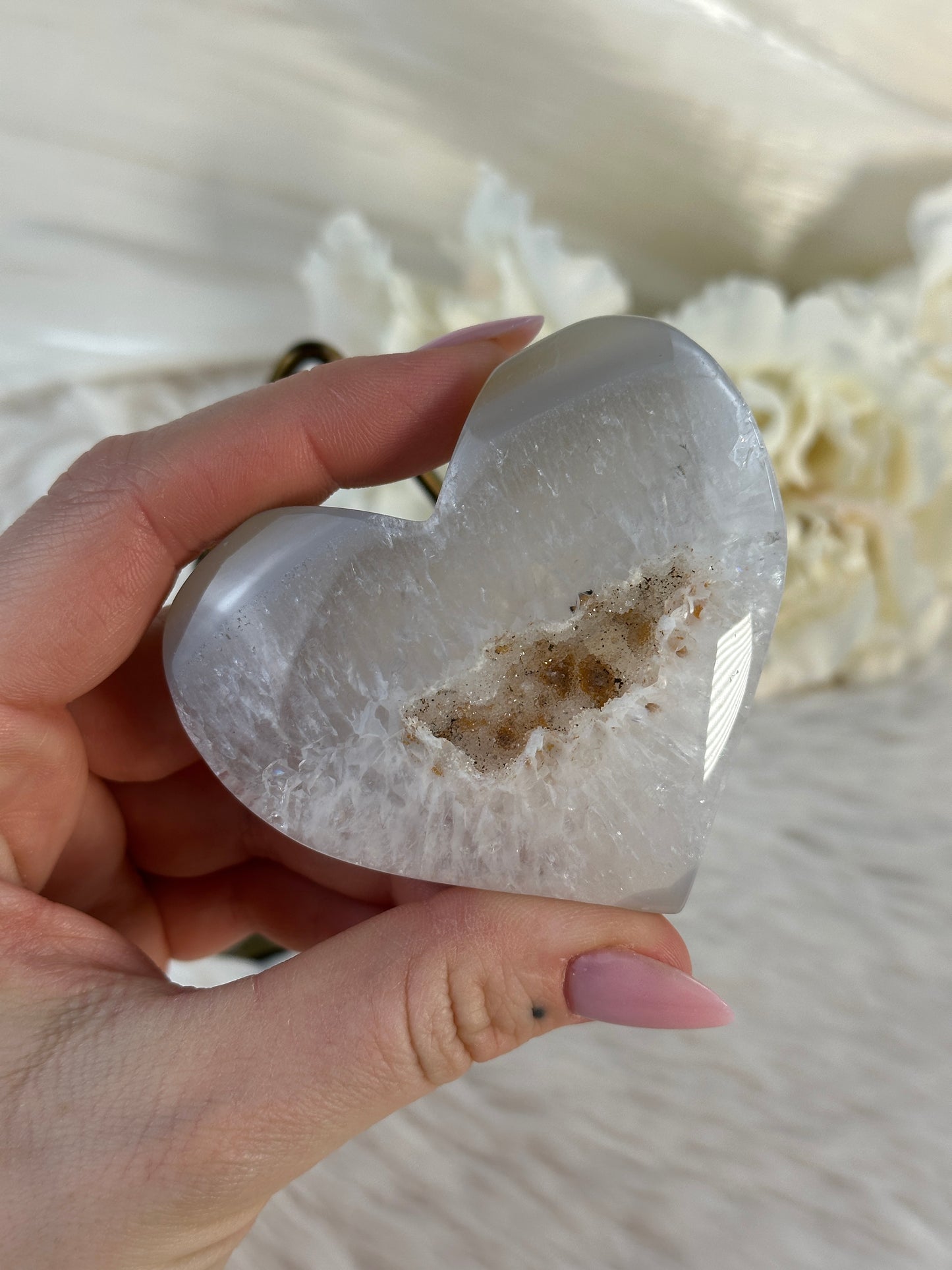 Druzy Achat Herz auf Halterung Z25,8