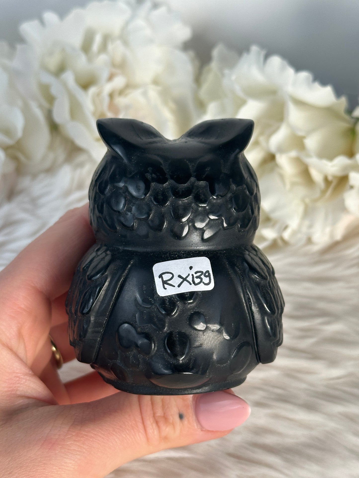 Schwarze Obsidian Eule RXi39